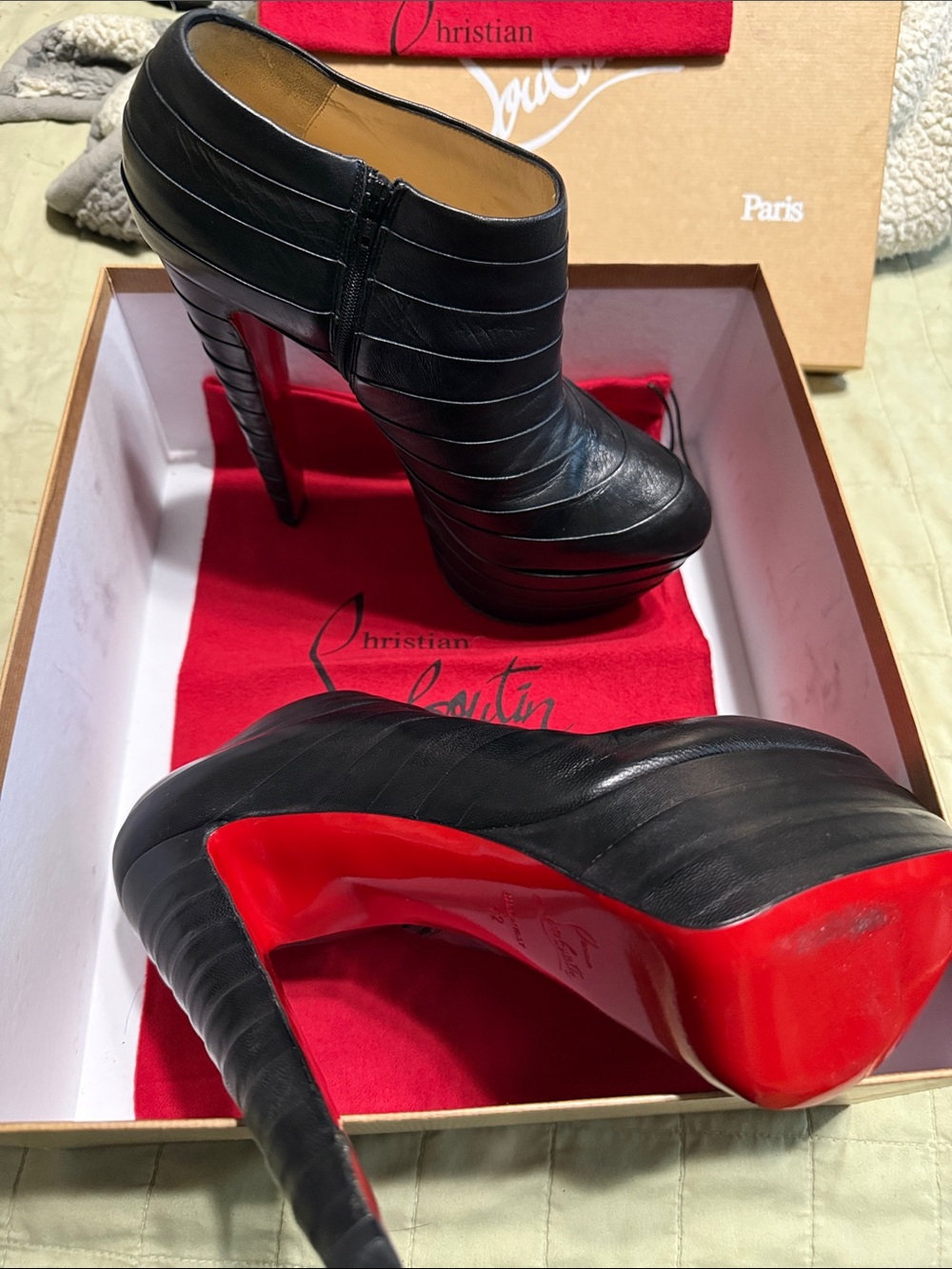 Christian Louboutin Maia 160 Nappa Black Leather Platform Heels - Like New
